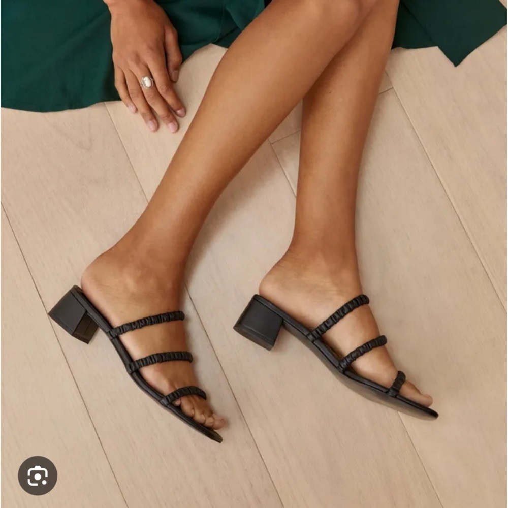 Reformation Assunta Black Leather Sandals